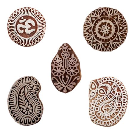 Set of 5 Piece New Mix Wooden Printing Blocks